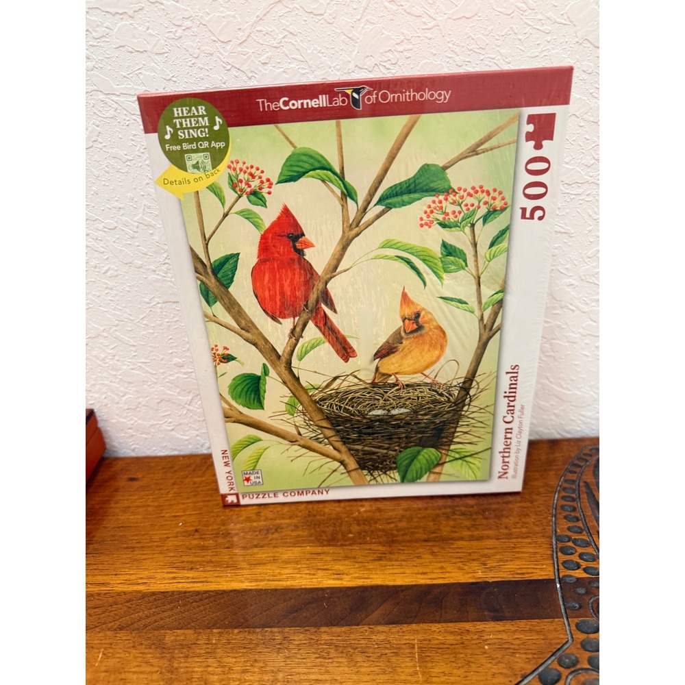 New York Puzzle Company Cornell Lab Northern Cardinals 500 Piece Jigsaw Puzzle